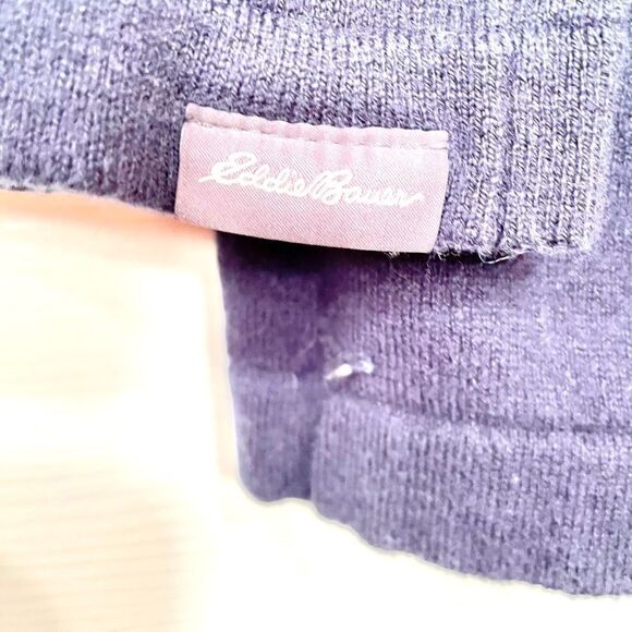 MENS NAVY SWEATER EDDIE BAUER COTTON MERINO SIZE TL - Picture 5 of 6